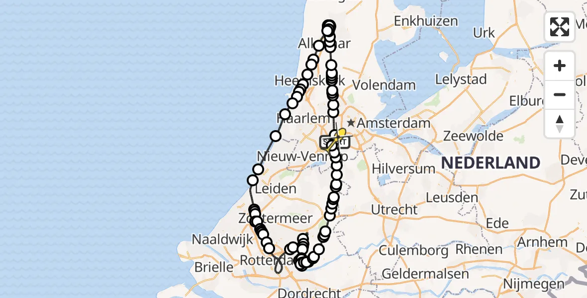 Routekaart van de vlucht: Politieheli naar Schiphol, Loevesteinse Randweg