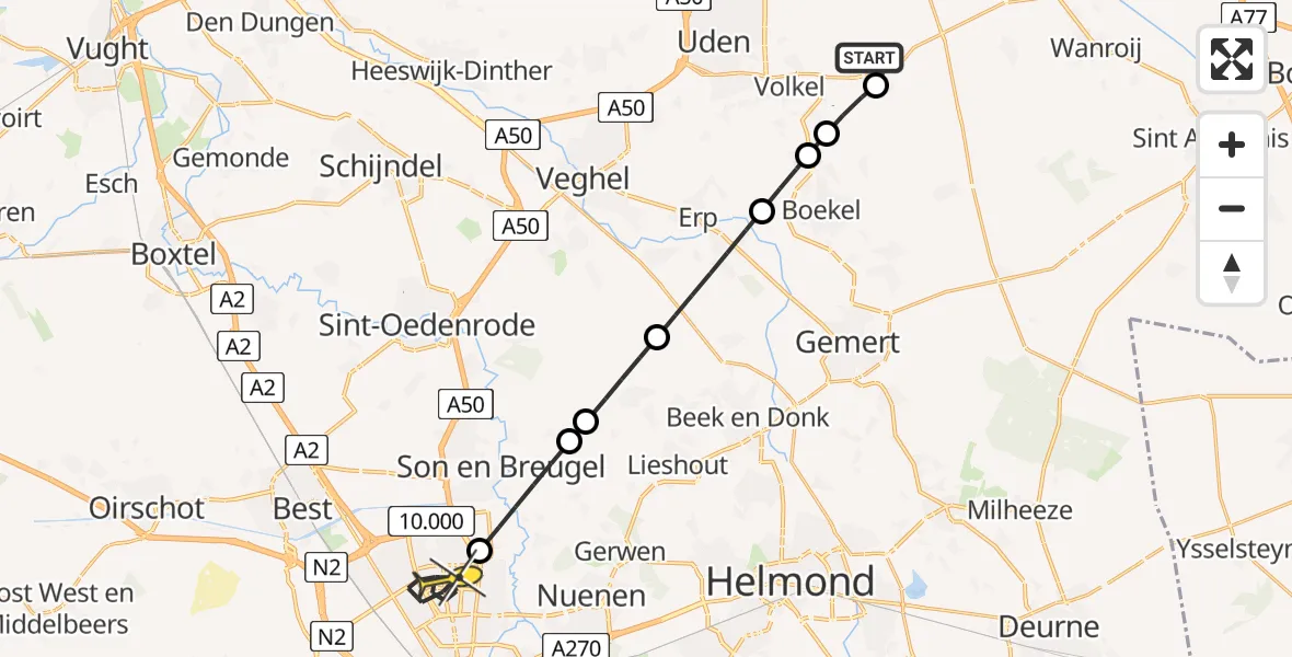 Routekaart van de vlucht: Lifeliner 3 naar Eindhoven, Woensel-Noord