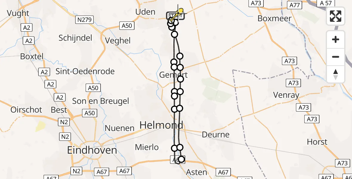 Routekaart van de vlucht: Lifeliner 3 naar Vliegbasis Volkel, Zeelandsedijk