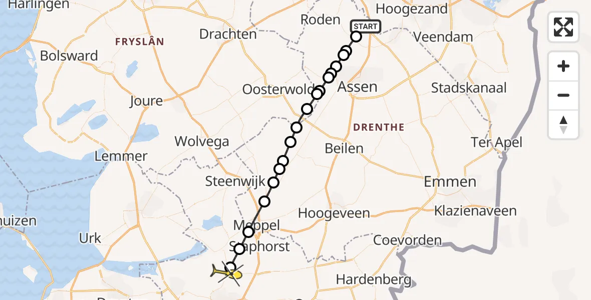 Routekaart van de vlucht: Lifeliner 4 naar Hasselt, Stadsgracht