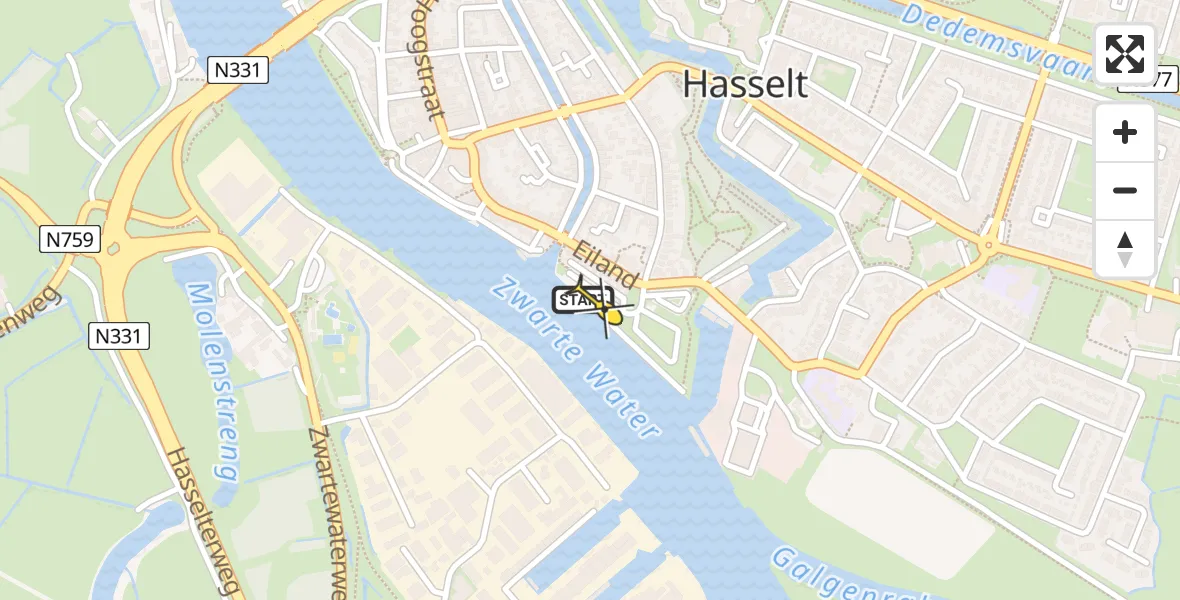 Routekaart van de vlucht: Lifeliner 4 naar Hasselt, Grintwal