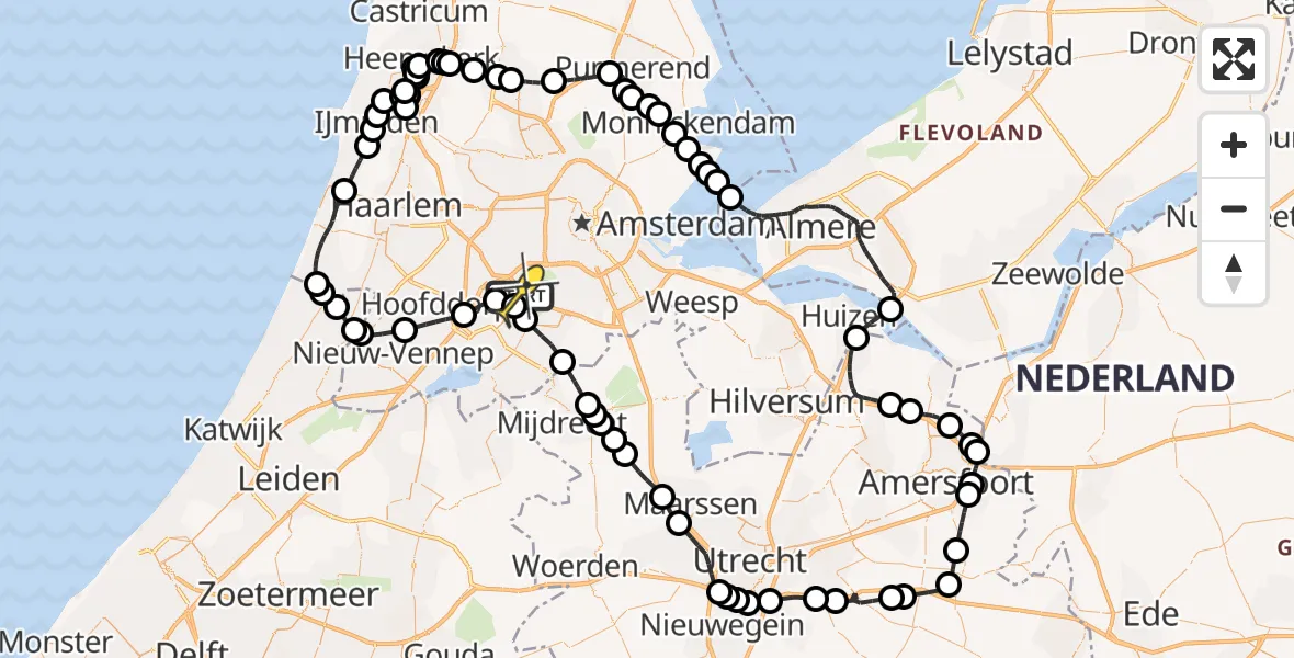 Routekaart van de vlucht: Politiehelikopter naar Schiphol, Loevesteinse Randweg