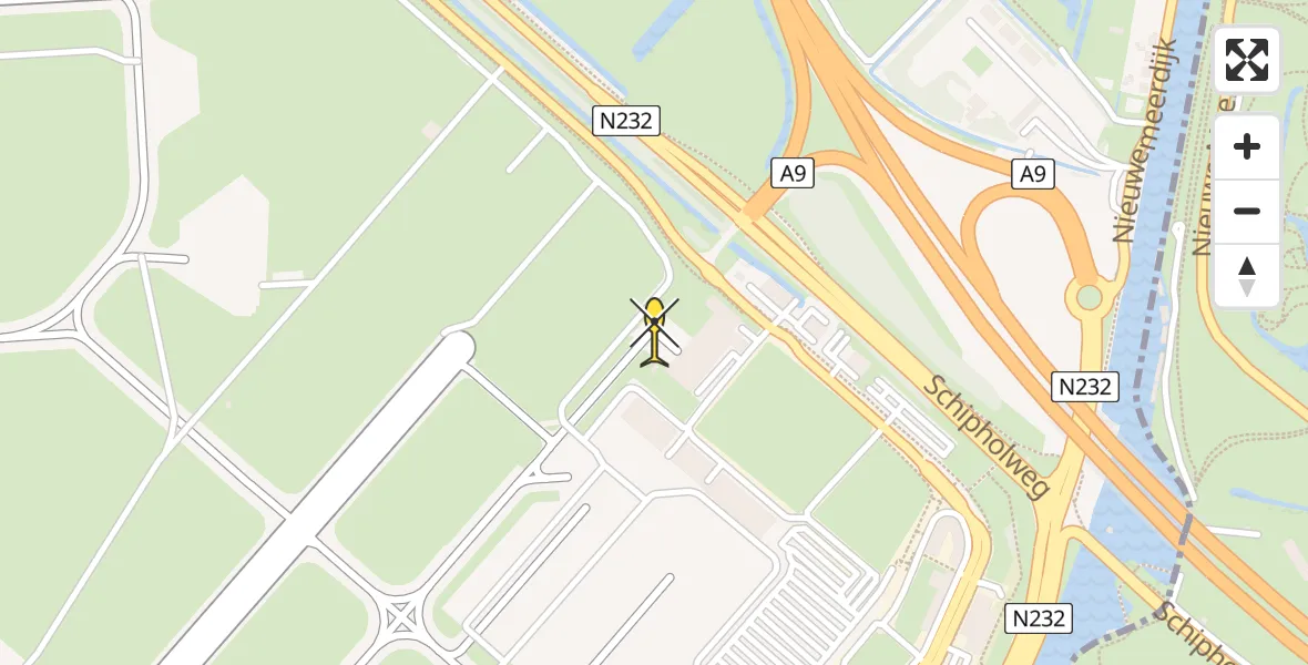 Routekaart van de vlucht: Politiehelikopter naar Schiphol