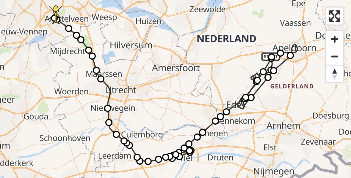 Routekaart van de vlucht: Politieheli naar Schiphol, Walaardt Sacréstraat