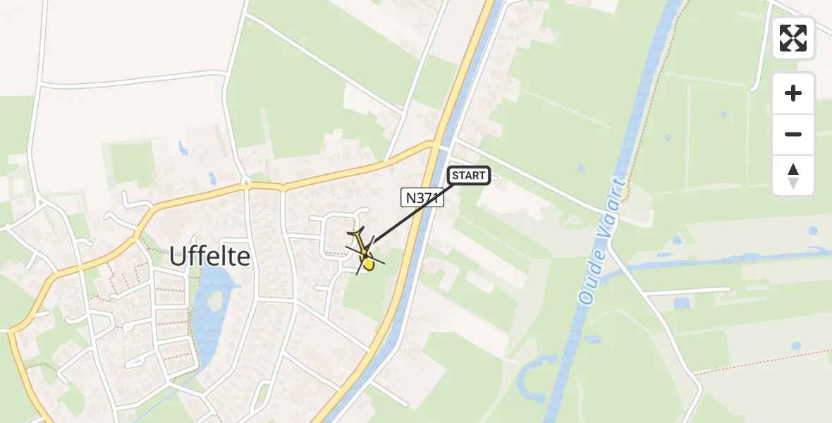 Routekaart van de vlucht: Lifeliner 4 naar Uffelte, de Goorn