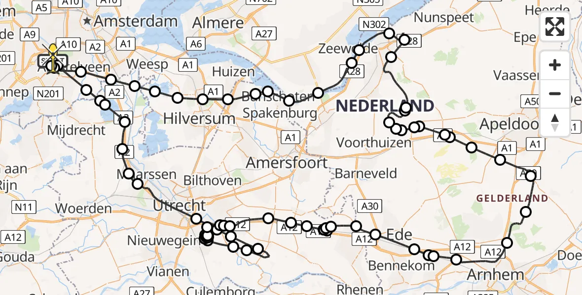 Routekaart van de vlucht: Politieheli naar Schiphol, Thermiekstraat