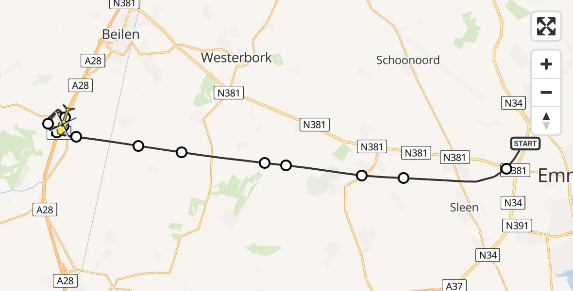 Routekaart van de vlucht: Lifeliner 4 naar Spier, Slenerstroom