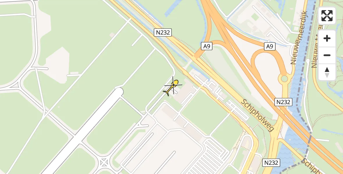 Routekaart van de vlucht: Politiehelikopter naar Schiphol