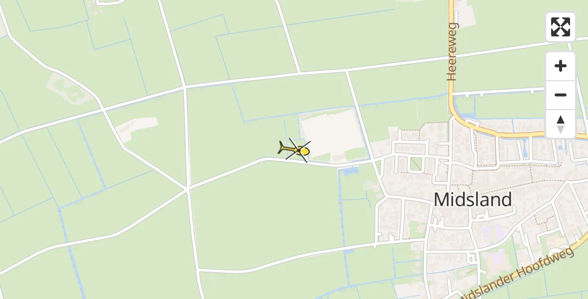 Routekaart van de vlucht: Ambulanceheli naar Midsland