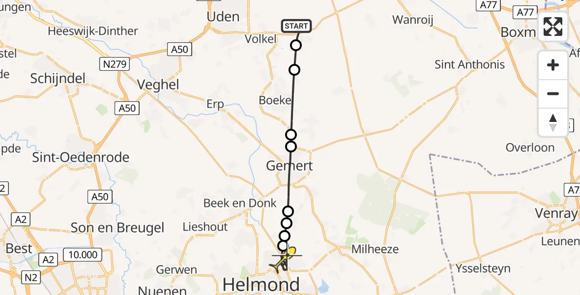 Routekaart van de vlucht: Lifeliner 3 naar Helmond, Waterleliesingel