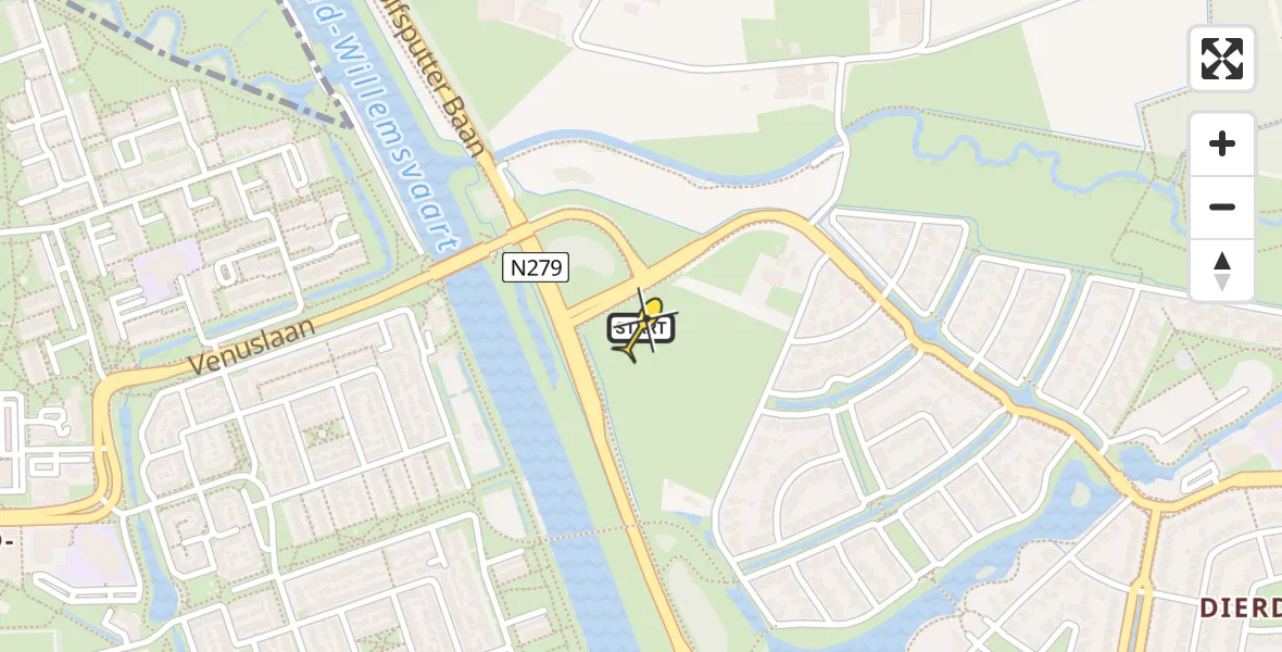 Routekaart van de vlucht: Lifeliner 3 naar Helmond, Waterleliesingel