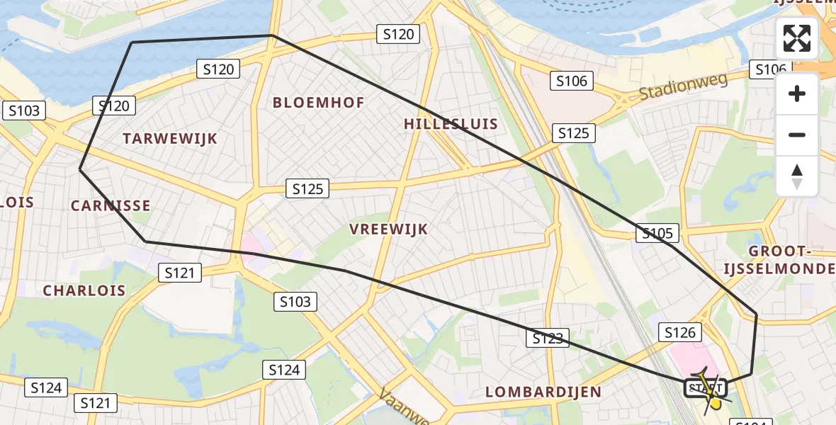 Routekaart van de vlucht: Lifeliner 2 naar Rotterdam, Stolwijkstraat