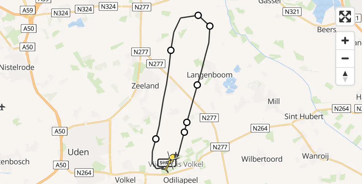 Routekaart van de vlucht: Lifeliner 3 naar Vliegbasis Volkel, Zeelandsedijk