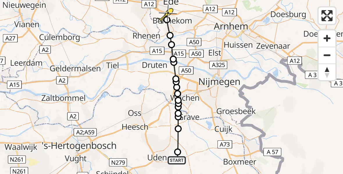 Routekaart van de vlucht: Lifeliner 3 naar Bennekom, Maanderdijk
