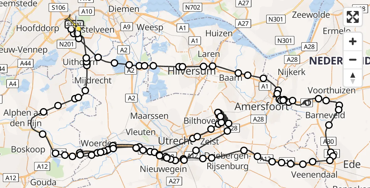 Routekaart van de vlucht: Politieheli naar Schiphol, Thermiekstraat