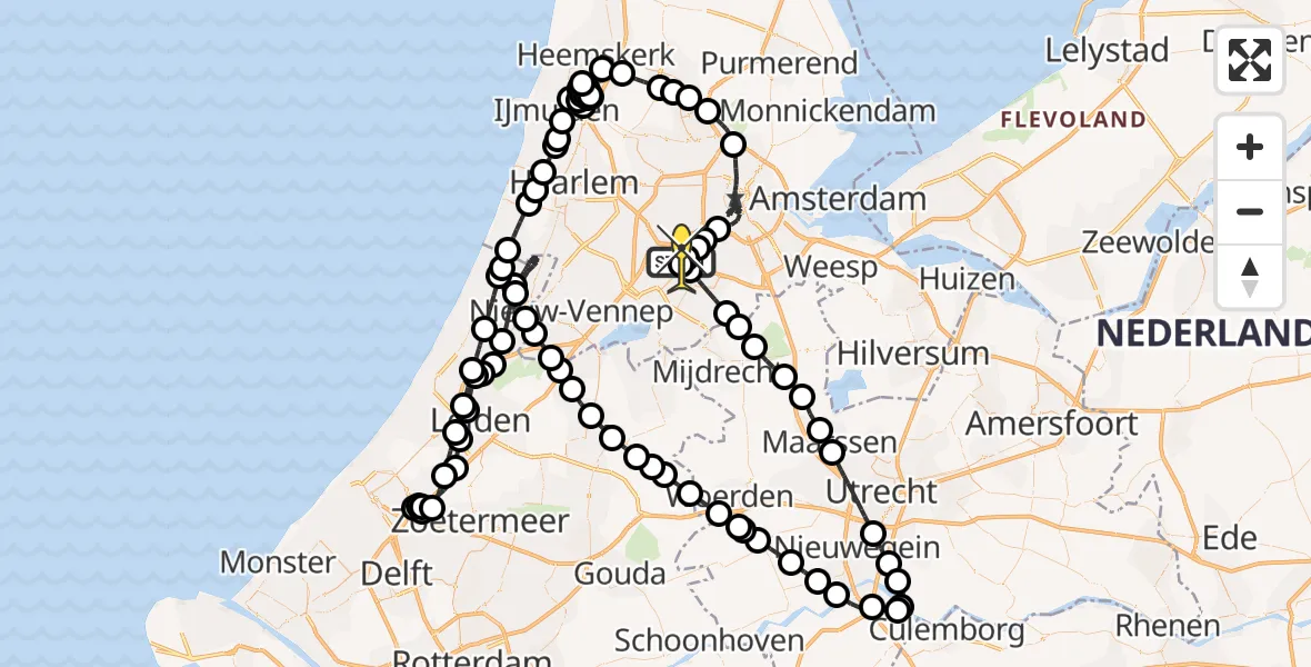 Routekaart van de vlucht: Politieheli naar Schiphol, Loevesteinse Randweg