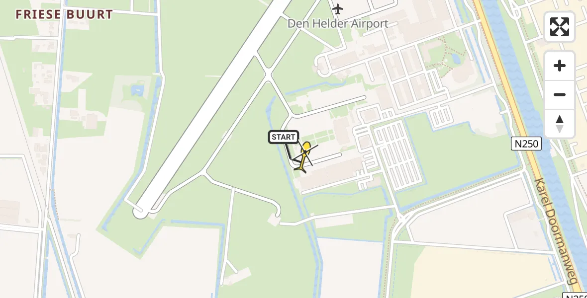 Routekaart van de vlucht: Kustwachthelikopter naar Vliegveld De Kooy, Luchthavenweg