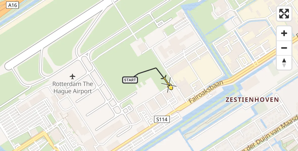 Routekaart van de vlucht: Lifeliner 2 naar Rotterdam The Hague Airport, Brandenburgbaan