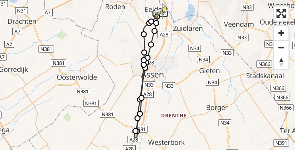 Routekaart van de vlucht: Lifeliner 4 naar Groningen Airport Eelde, Machlaan