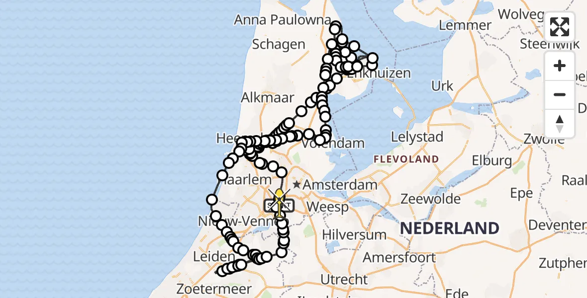 Routekaart van de vlucht: Politiehelikopter naar Schiphol, Thermiekstraat