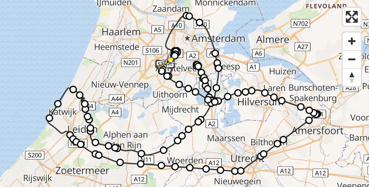 Routekaart van de vlucht: Politiehelikopter naar Schiphol, Walaardt Sacréstraat