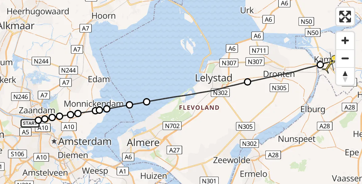 Routekaart van de vlucht: Lifeliner 1 naar Kampen, Harmoniepad