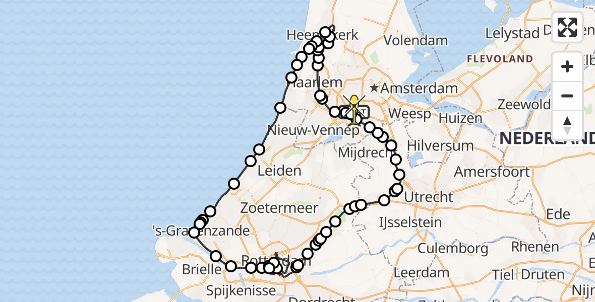 Routekaart van de vlucht: Politieheli naar Schiphol, Walaardt Sacréstraat