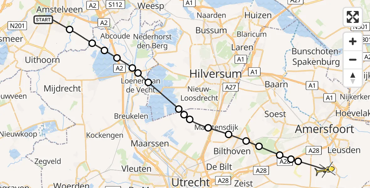 Routekaart van de vlucht: Traumahelikopter naar Leusden, Houtlaan