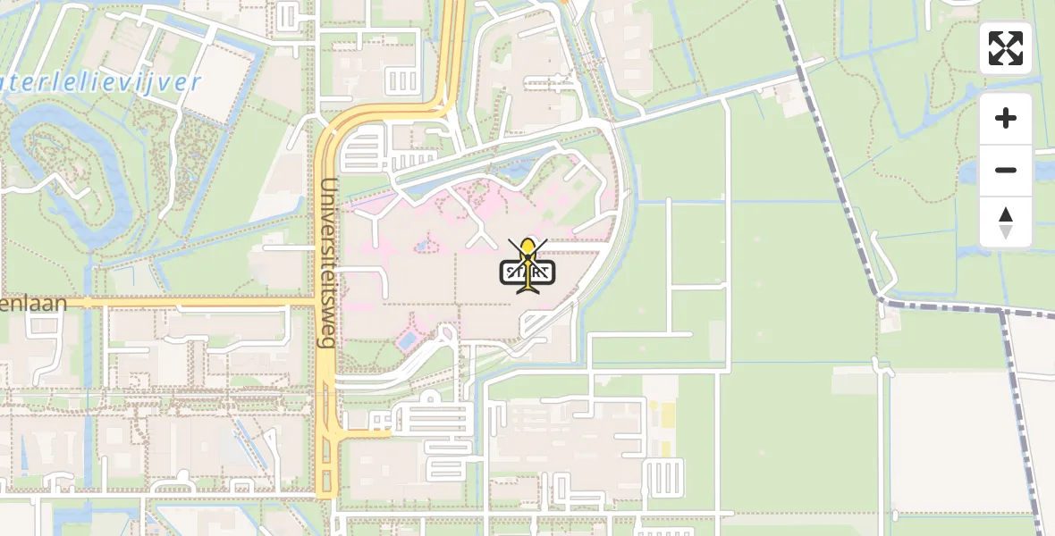 Routekaart van de vlucht: Lifeliner 1 naar Universitair Medisch Centrum Utrecht, UMC Ambulancetunnel