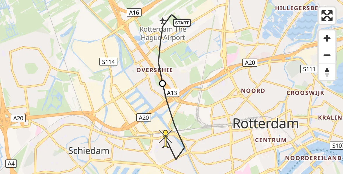 Routekaart van de vlucht: Lifeliner 2 naar Rotterdam, Borgerstraat