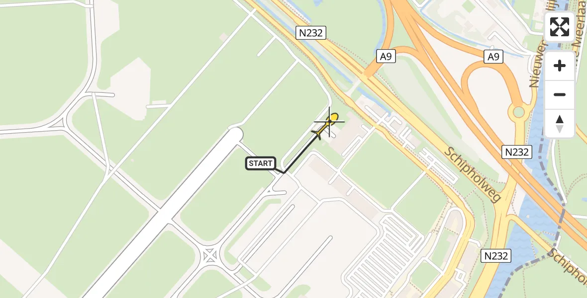 Routekaart van de vlucht: Politiehelikopter naar Schiphol, Loevesteinse Randweg