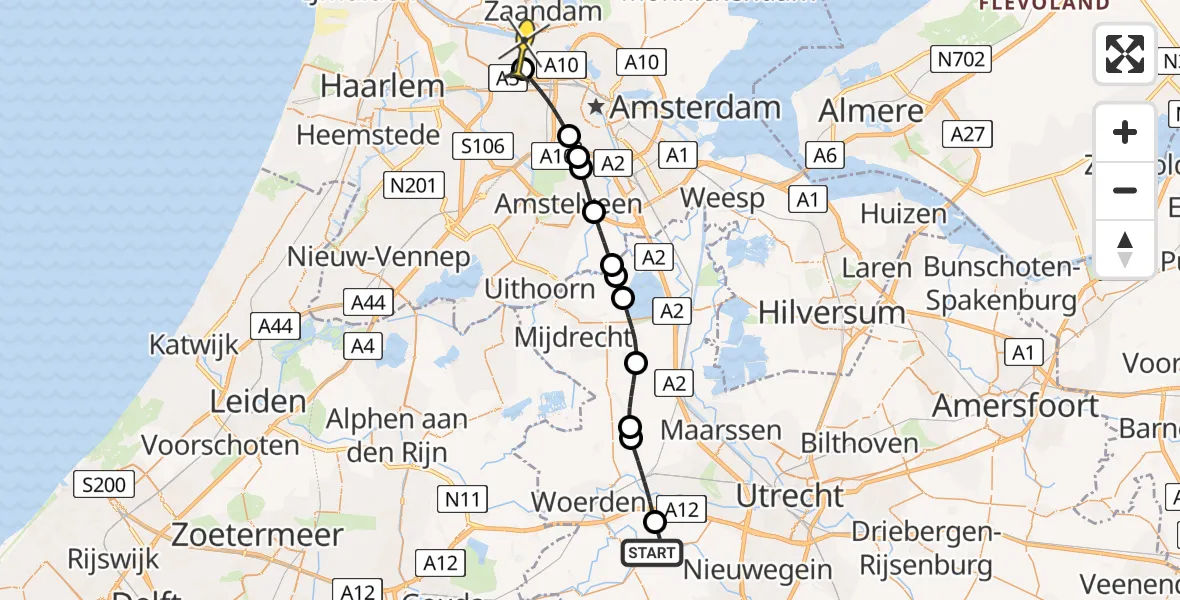 Routekaart van de vlucht: Lifeliner 1 naar Amsterdam Heliport, Hornweg