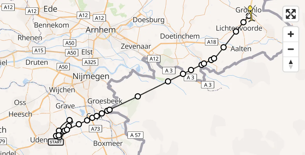 Routekaart van de vlucht: Lifeliner 3 naar Groenlo, Winterswijkseweg