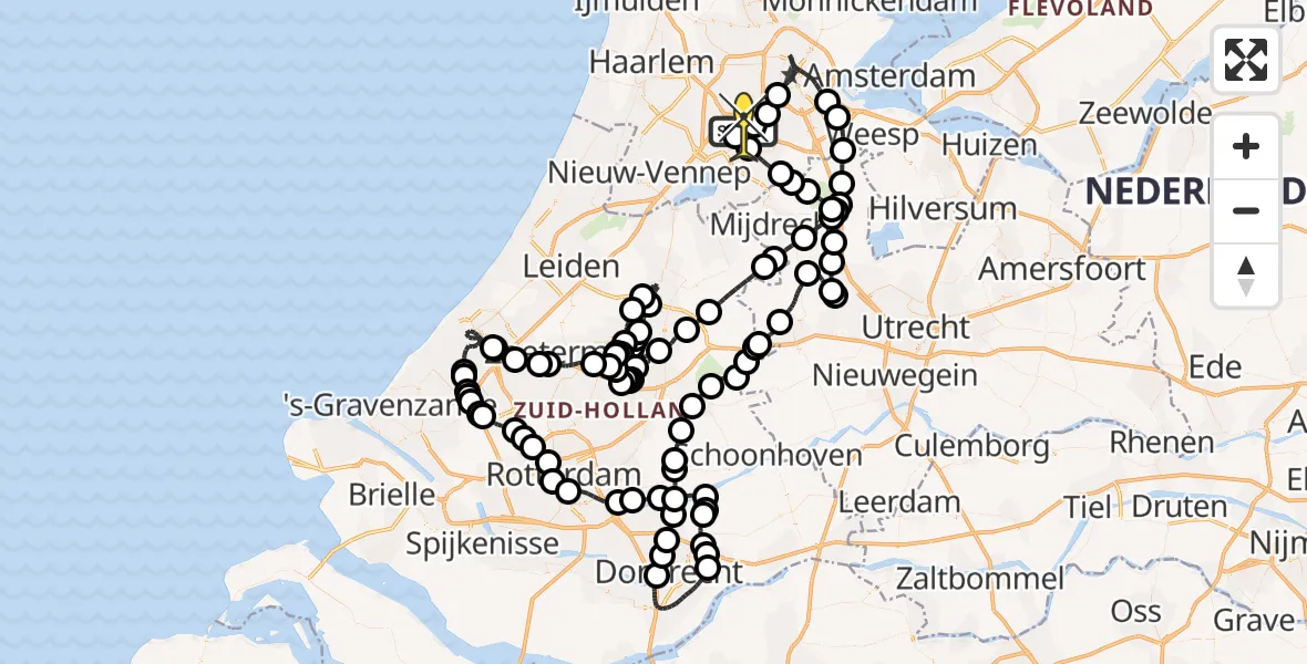 Routekaart van de vlucht: Politiehelikopter naar Schiphol, Loevesteinse Randweg