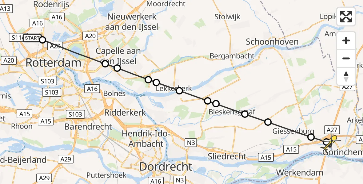 Routekaart van de vlucht: Lifeliner 2 naar Gorinchem, Schimmelpennincklaan