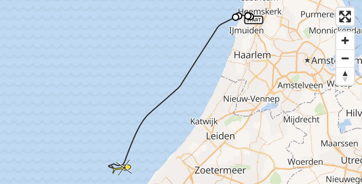 Routekaart van de vlucht: Politieheli naar Kaagweg