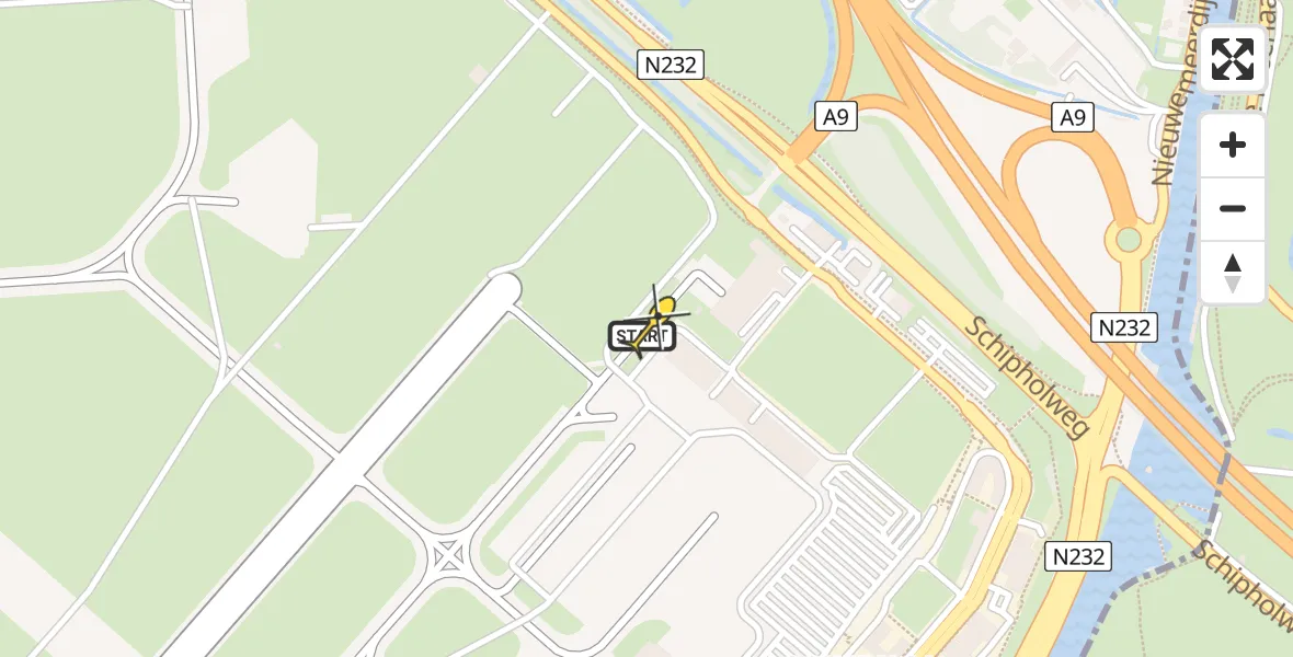 Routekaart van de vlucht: Politiehelikopter naar Schiphol, Thermiekstraat