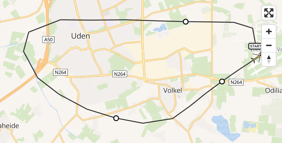 Routekaart van de vlucht: Lifeliner 3 naar Vliegbasis Volkel, Zeelandsedijk