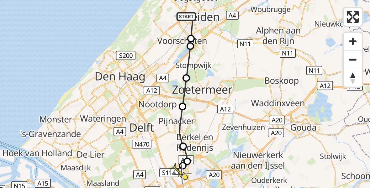 Routekaart van de vlucht: Lifeliner 2 naar Rotterdam The Hague Airport, Brandenburgbaan