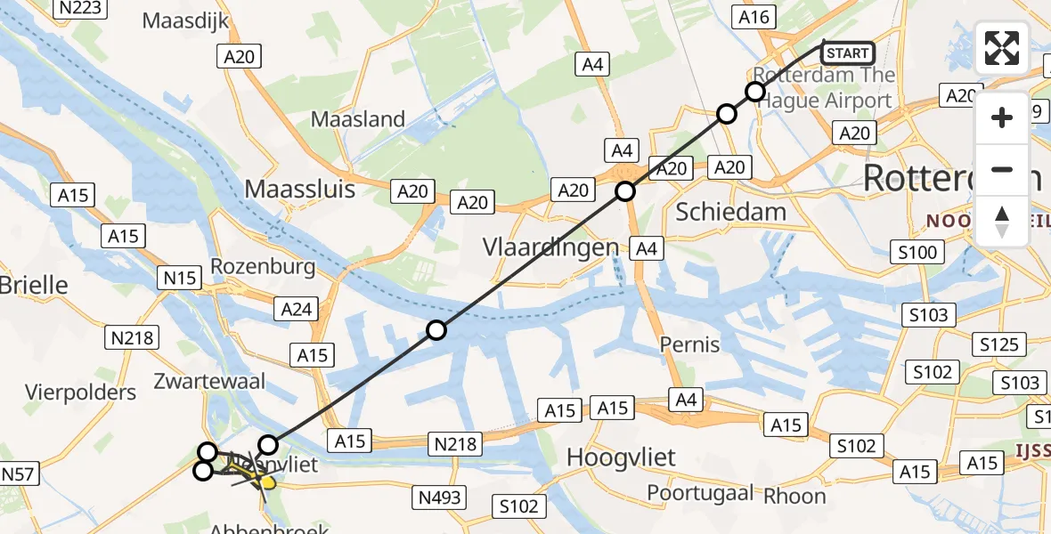 Routekaart van de vlucht: Lifeliner 2 naar Heenvliet, Nico de Regtplein