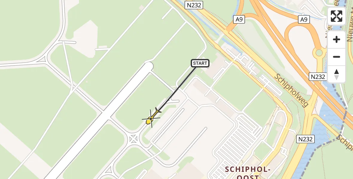 Routekaart van de vlucht: Politiehelikopter naar Schiphol, Thermiekstraat