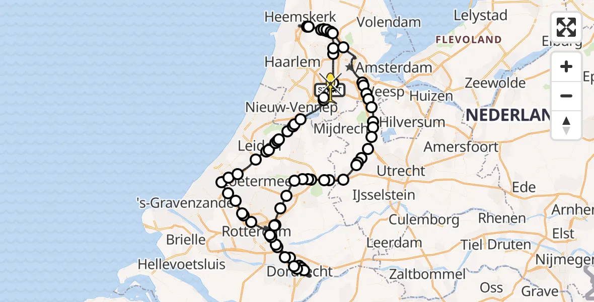 Routekaart van de vlucht: Politiehelikopter naar Schiphol, Thermiekstraat