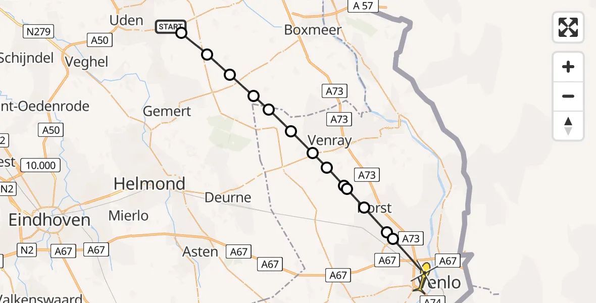 Routekaart van de vlucht: Lifeliner 3 naar Venlo, Alberickstraat