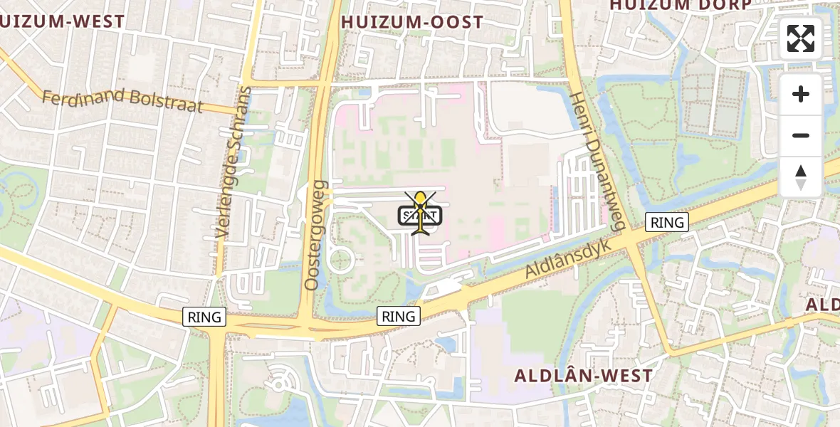 Routekaart van de vlucht: Ambulancehelikopter naar Leeuwarden, Aldlânsdyk