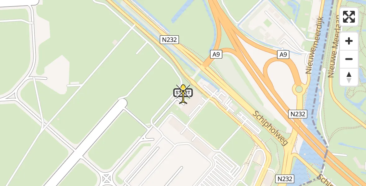 Routekaart van de vlucht: Politieheli naar Schiphol, Loevesteinse Randweg