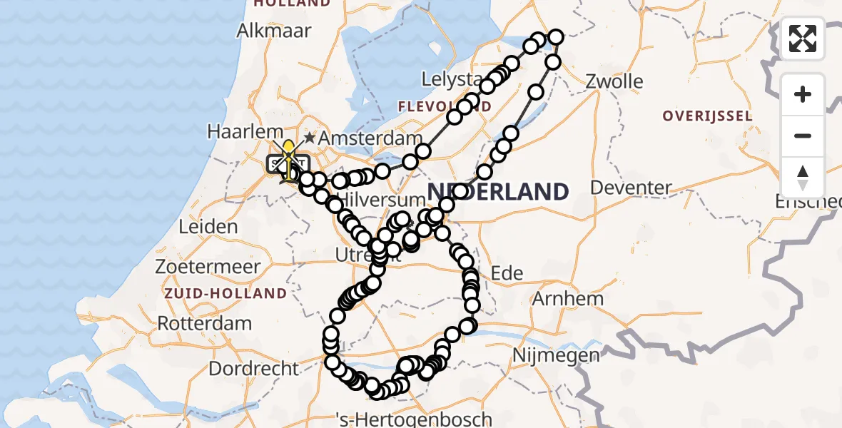 Routekaart van de vlucht: Politiehelikopter naar Schiphol, Loevesteinse Randweg