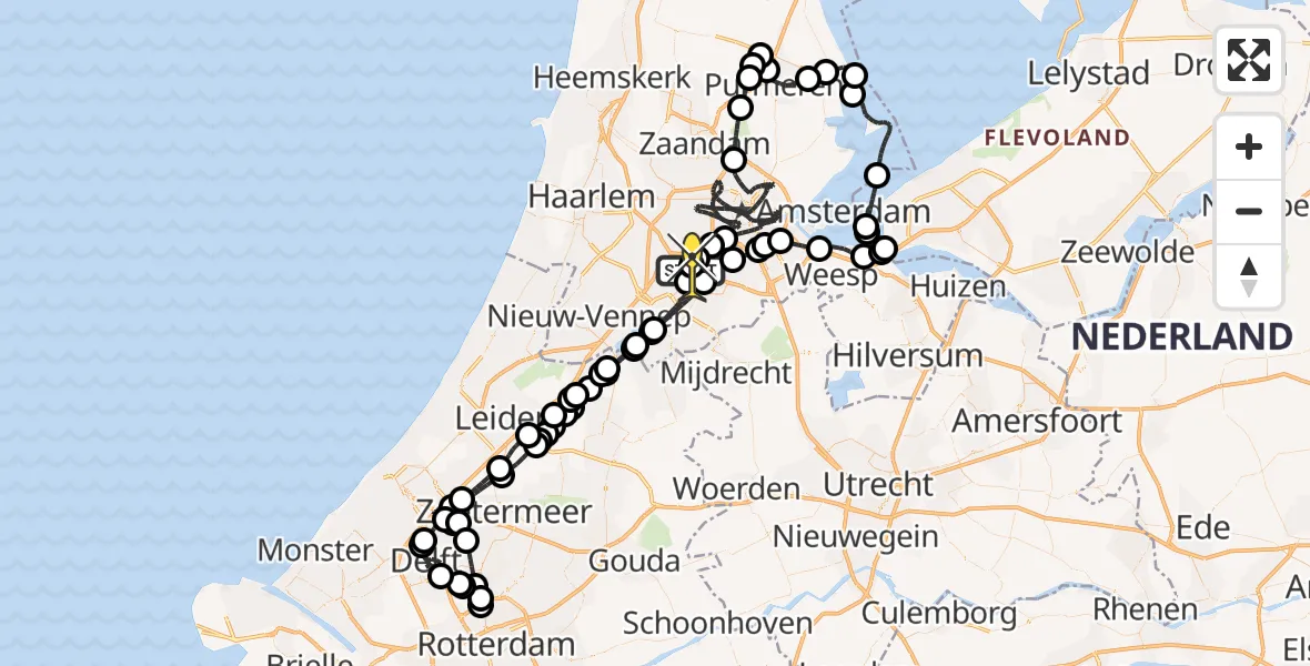 Routekaart van de vlucht: Politiehelikopter naar Schiphol, Loevesteinse Randweg