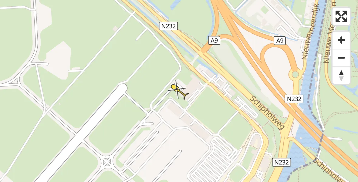 Routekaart van de vlucht: Politieheli naar Schiphol