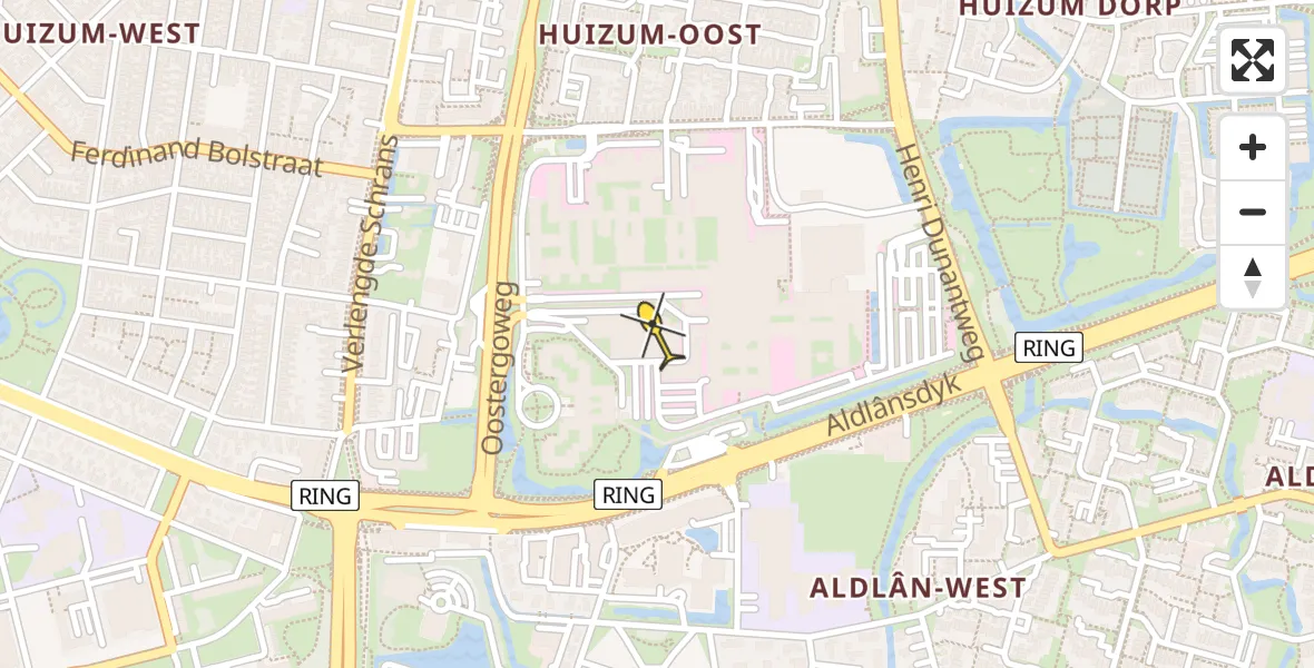 Routekaart van de vlucht: Ambulancehelikopter naar Leeuwarden