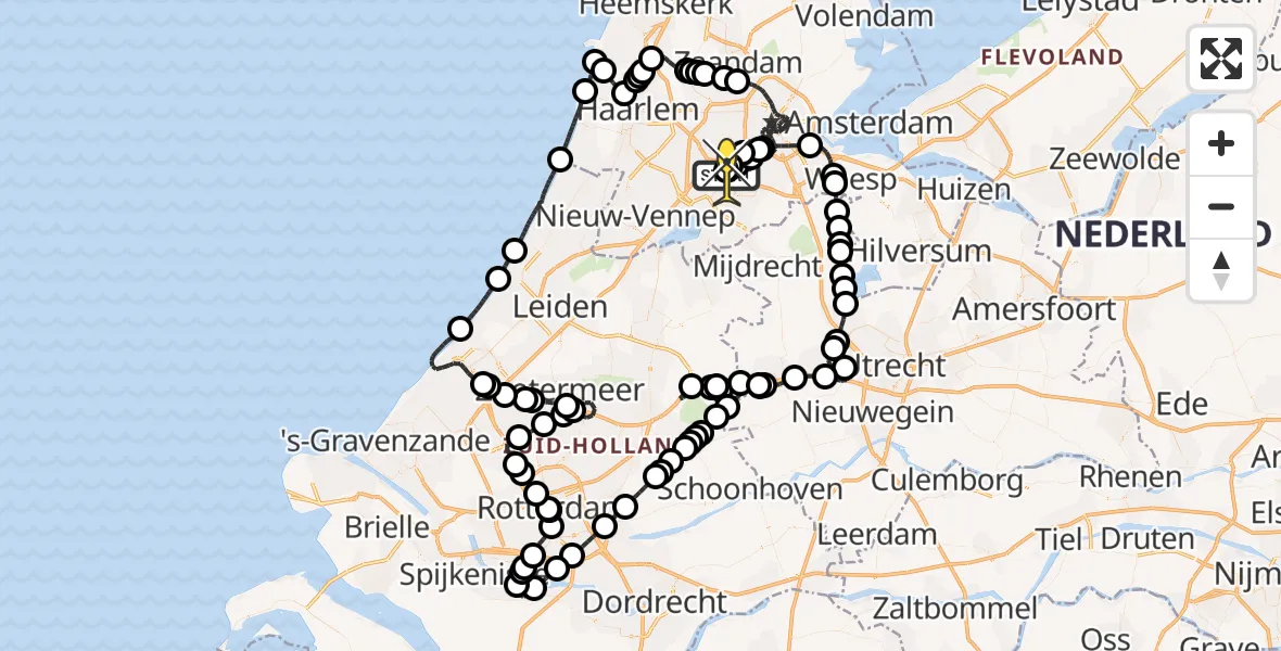 Routekaart van de vlucht: Politiehelikopter naar Schiphol, Loevesteinse Randweg